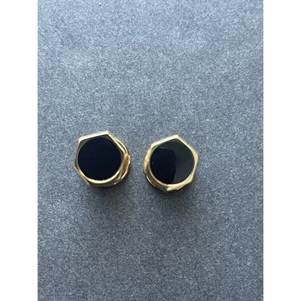 Vintage Men’s Black Gold Tone Formal Casual Cuff Links